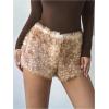 image:imageMakeMeChic Womens Deer Print Fuzzy Micro Shorts Straight Leg Y2K Faux Fur Mini ShortsKhaki