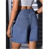 image:imageMakeMeChic Womens Denim Shorts Straight Leg Y2k Bermuda Jean Shorts with PocketsBlue