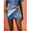 image:imageMakeMeChic Womens Denim Shorts Wrap Mini Skirt Skort Low Waist Jorts Jean ShortsMedium Wash