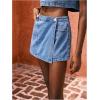 image:imageMakeMeChic Womens Denim Shorts Wrap Mini Skirt Skort Low Waist Jorts Jean ShortsMedium Wash
