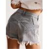 image:imageMakeMeChic Womens Denim Shorts with Star Pattern High Waist Raw Hem Jean ShortsGrey