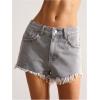image:imageMakeMeChic Womens Denim Shorts with Star Pattern High Waist Raw Hem Jean ShortsGrey