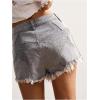 image:imageMakeMeChic Womens Denim Shorts with Star Pattern High Waist Raw Hem Jean ShortsGrey