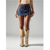 image:imageMakeMeChic Womens Denim Skort High Waist Y2k Jean Shorts Mini Skirt with PocketBlue