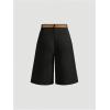 image:imageMakeMeChic Womens Elegant Dressy Shorts Pleated Wide Leg High Waisted ShortsBlack