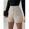 image:imageMakeMeChic Womens Elegant Office Dressy Shorts Fall Straight Leg Slant Pocket Zip Fly Micro ShortsApricot