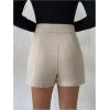 image:imageMakeMeChic Womens Elegant Office Dressy Shorts Fall Straight Leg Slant Pocket Zip Fly Micro ShortsApricot