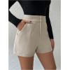 image:imageMakeMeChic Womens Elegant Office Dressy Shorts Fall Straight Leg Slant Pocket Zip Fly Micro ShortsApricot