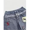 image:imageMakeMeChic Womens Embroidery Denim Shorts Low Waist Wide Leg Y2k Jean Bermuda ShortsBlue