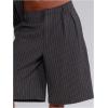 image:imageMakeMeChic Womens Fall Y2K Striped Shorts Knee Length Zip Fly Low Rise ShortsBlack and White