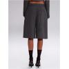 image:imageMakeMeChic Womens Fall Y2K Striped Shorts Knee Length Zip Fly Low Rise ShortsBlack and White