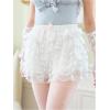 image:imageMakeMeChic Womens Floral Lace Mini Shorts Ruffle Tiered Bow Knot Elastic Waist Fall Y2K ShortsWhite