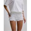 image:imageMakeMeChic Womens Floral Lace Ruffle Mini Shorts Mesh Layered Cute Y2k Bloomer ShortsWhite