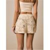 image:imageMakeMeChic Womens Floral Sequin Shorts Elastic Waist Embroidery Straight Leg Summer ShortsGold