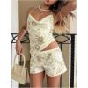 image:imageMakeMeChic Womens Floral Sequin Sparkly Mini Shorts Elastic Waisted Low Rise Y2k Summer Beaded ShortsApricot