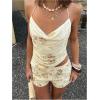image:imageMakeMeChic Womens Floral Sequin Sparkly Mini Shorts Elastic Waisted Low Rise Y2k Summer Beaded ShortsApricot