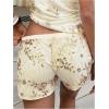 image:imageMakeMeChic Womens Floral Sequin Sparkly Mini Shorts Elastic Waisted Low Rise Y2k Summer Beaded ShortsApricot