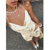 image:imageMakeMeChic Womens Floral Sequin Sparkly Mini Shorts Elastic Waisted Low Rise Y2k Summer Beaded ShortsApricot