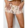 image:imageMakeMeChic Womens Fuzzy Sequin Micro Shorts Low Rise Elastic Waisted Party Club Y2K Mini ShortsApricot