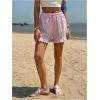 image:imageMakeMeChic Womens Gingham Print Shorts Drawstring Waisted Wide Leg Frill Trim Summer Y2K Boxer ShortsPink