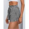 image:imageMakeMeChic Womens Gingham Ruffle Lounge Shorts Elastic High Waist Pajamas Boxer ShortsBlack and White