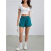 image:imageMakeMeChic Womens Gingham Ruffle Lounge Shorts Elastic High Waist Pajamas Boxer ShortsGreen P