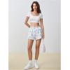 image:imageMakeMeChic Womens Gingham Ruffle Lounge Shorts Elastic High Waist Pajamas Boxer ShortsLight Blue