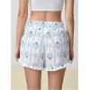 image:imageMakeMeChic Womens Gingham Ruffle Lounge Shorts Elastic High Waist Pajamas Boxer ShortsLight Blue