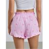 image:imageMakeMeChic Womens Gingham Ruffle Lounge Shorts Elastic High Waist Pajamas Boxer ShortsPink
