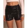image:imageMakeMeChic Womens Glitter Sequin Mini Shorts Straight Leg Elastic Waist Party Y2K Micro ShortsBlack
