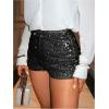 image:imageMakeMeChic Womens Glitter Sequin Straight Leg Shorts Elastic Waisted Y2K Party Mini ShortsBlack
