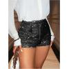 image:imageMakeMeChic Womens Glitter Sequin Straight Leg Shorts Elastic Waisted Y2K Party Mini ShortsBlack