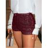 image:imageMakeMeChic Womens Glitter Sequin Straight Leg Shorts Elastic Waisted Y2K Party Mini ShortsBurgundy