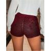 image:imageMakeMeChic Womens Glitter Sequin Straight Leg Shorts Elastic Waisted Y2K Party Mini ShortsBurgundy