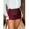 image:imageMakeMeChic Womens Glitter Sequin Straight Leg Shorts Elastic Waisted Y2K Party Mini ShortsBurgundy