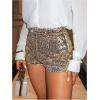 image:imageMakeMeChic Womens Glitter Sequin Straight Leg Shorts Elastic Waisted Y2K Party Mini ShortsGold