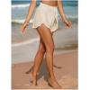 image:imageMakeMeChic Womens High Waisted Beach Cover Up Shorts Mesh Sheer Casual Loose Fit Linen ShortsApricot