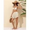 image:imageMakeMeChic Womens High Waisted Beach Cover Up Shorts Mesh Sheer Casual Loose Fit Linen ShortsApricot