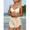 image:imageMakeMeChic Womens High Waisted Beach Cover Up Shorts Mesh Sheer Casual Loose Fit Linen ShortsApricot