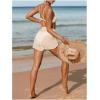 image:imageMakeMeChic Womens High Waisted Beach Cover Up Shorts Mesh Sheer Casual Loose Fit Linen ShortsApricot