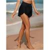 image:imageMakeMeChic Womens High Waisted Beach Cover Up Shorts Mesh Sheer Casual Loose Fit Linen ShortsBlack