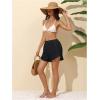 image:imageMakeMeChic Womens High Waisted Beach Cover Up Shorts Mesh Sheer Casual Loose Fit Linen ShortsBlack