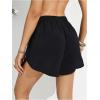 image:imageMakeMeChic Womens High Waisted Beach Cover Up Shorts Mesh Sheer Casual Loose Fit Linen ShortsBlack B