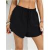 image:imageMakeMeChic Womens High Waisted Beach Cover Up Shorts Mesh Sheer Casual Loose Fit Linen ShortsBlack B