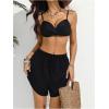 image:imageMakeMeChic Womens High Waisted Beach Cover Up Shorts Mesh Sheer Casual Loose Fit Linen ShortsBlack B