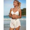 image:imageMakeMeChic Womens High Waisted Beach Cover Up Shorts Mesh Sheer Casual Loose Fit Linen ShortsWhite