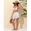 image:imageMakeMeChic Womens High Waisted Beach Cover Up Shorts Mesh Sheer Casual Loose Fit Linen ShortsWhite