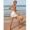 image:imageMakeMeChic Womens High Waisted Beach Cover Up Shorts Mesh Sheer Casual Loose Fit Linen ShortsWhite