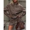 image:imageMakeMeChic Womens Houndstooth Dressy Shorts Low Rise Straight Leg Work Office ShortsBrown