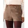 image:imageMakeMeChic Womens Houndstooth Print Belted Mini Shorts Straight Leg Winter Micro ShortsBrown